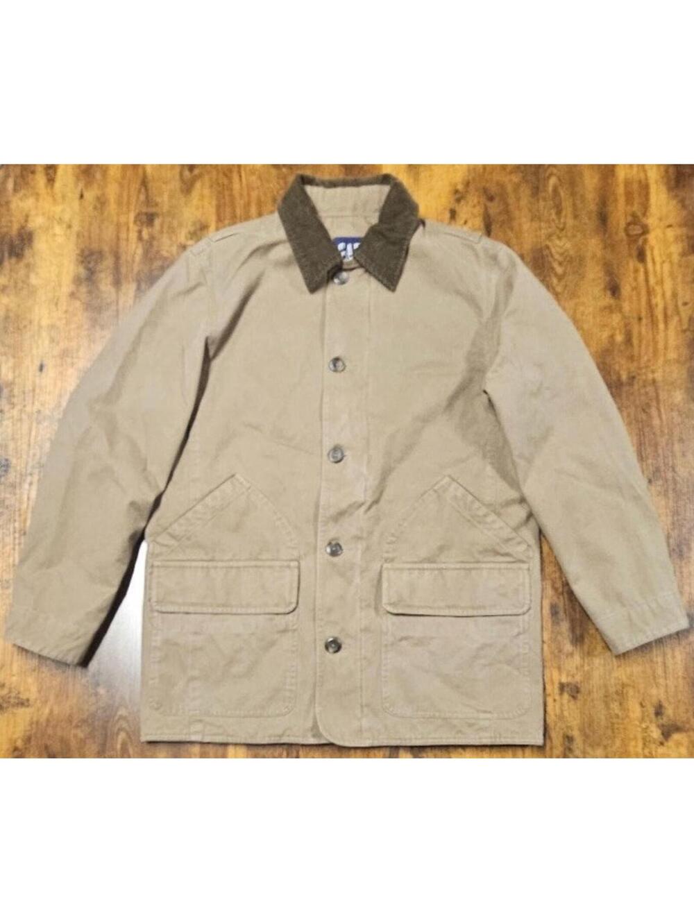 Vintage GAP Jacket Mens Beige Canvas Barn‎ Chore Coat Corduroy Collar Size M
